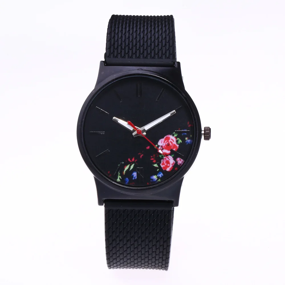 

Foreign Trade Europe And America New Style Silica Gel Mesh Belt Flower Table AliExpress Burst Goods Floral-Print Watch Manufactu