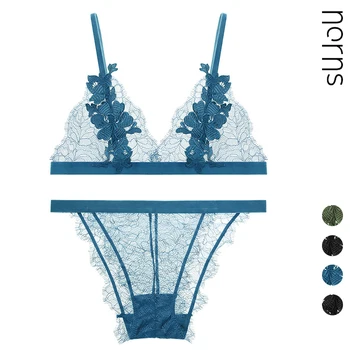 

Norns French European and American Underwear Slim Lace Bra Triangle Cup Bra bralette Set Transparent