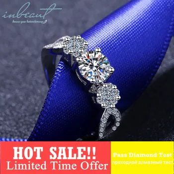 

inbeaut Infinite Love 0.8 ct D Color Round Moissanite Ring Excellent Cut Diamond Test Past 925 Silver 10 Heart&Arrow Stone Rings