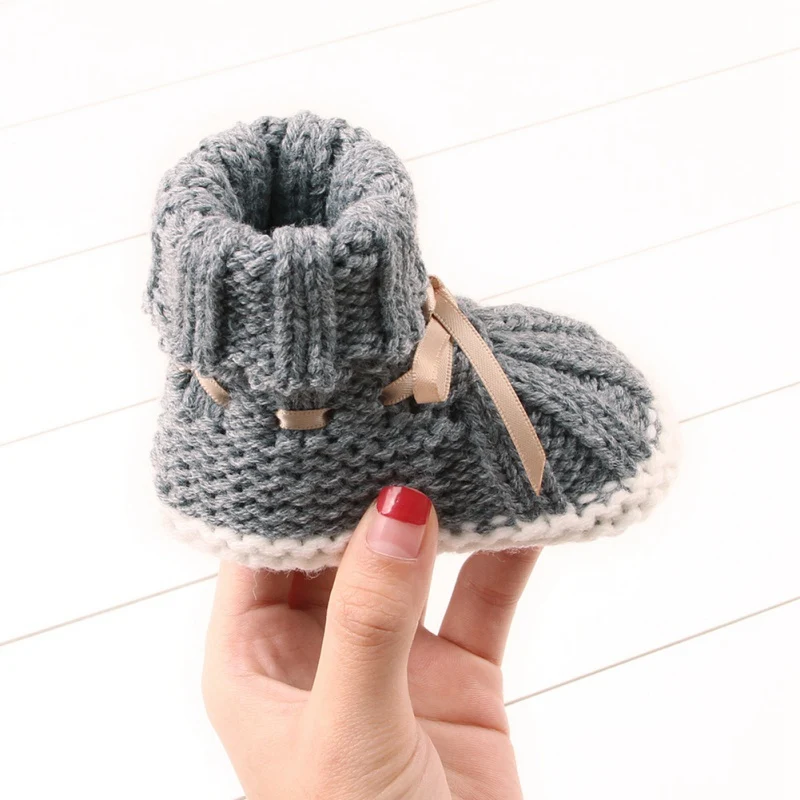 Cute Baby Kids Warm Knitting Boots Hot Sale Autumn Winter Newborn Toddler Baby Children First Walkers Shoes Windproof Boots