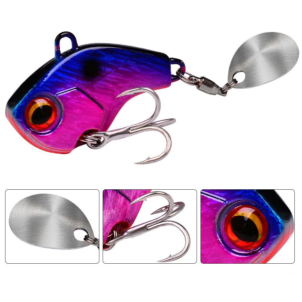 1PCS Lifelike Mini Swimming Hard Bait 6g15g28g Metal Rotating Vibration VIB Sequin Submerged Wobbler Winter Fishing Gear