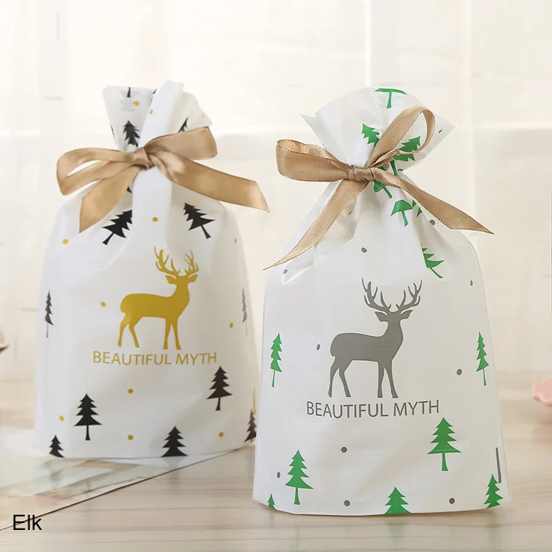 10 шт день рождения поставки пластиковые ленты еда пакет для печенья Свадебный декор Подарочный пакет подставка для печенья и снеков конфеты мешок - Цвет: Elk