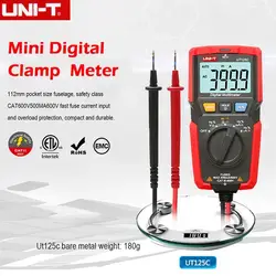 UNI-T UT125C Mini Pocket Digital Multimeter Temperature Tester Resistor Capacitor Frequency Diode NCV Test Low Voltage Display