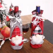 Сумка для бутылки шампанского рождественский стерео комплект льняной бутылки для пожилых людей вечерние украшения Санта-Клаус кукла бутылка для вина набор#4AU13