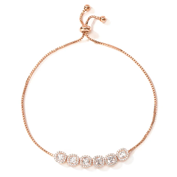 rose gold Браслет NANKIYA, темперамент, изысканный, простой стиль, женские, вечерние, раздвижной замок, регулируемый, кубический циркон, SL1374, подарочные браслеты, Mujer - Окраска металла: rose gold