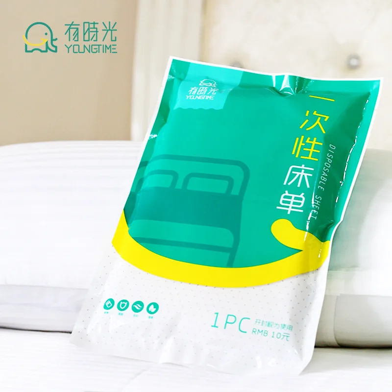 

5-Packaged in the Shape of Bars youngtime Time Disposal Bed Sheet Travel Travel Thick Nonwoven Fabric Double Hotel across the Di