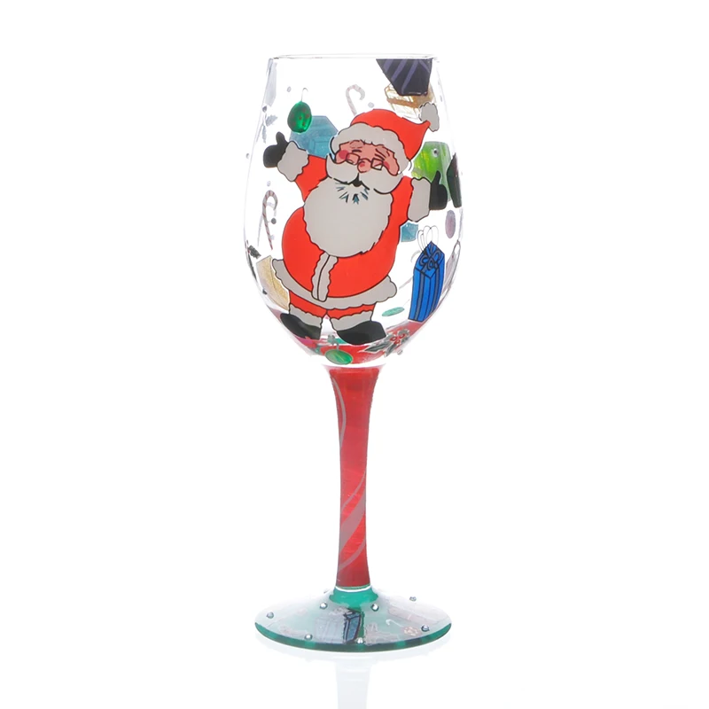 Рождественское красное вино чашка рождественские украшения для дома ручная роспись Кристалл красное вино бокал Рождественский подарок