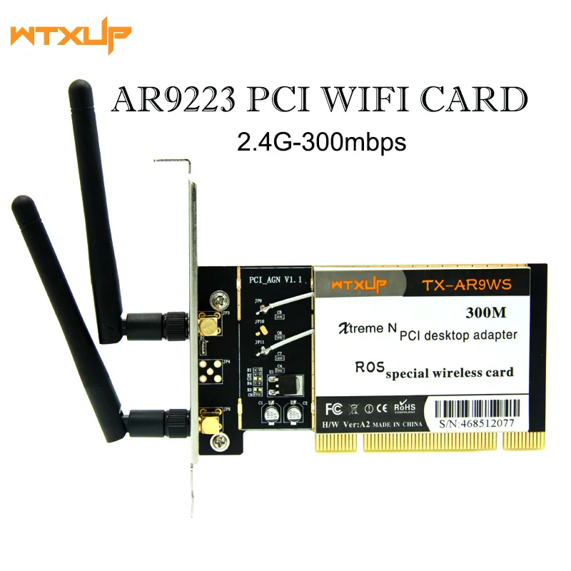 

Atheros AR9223 PCI 300M 802.11b/g/n Wireless WiFi Network Adapter for Desktop 2 Antenna
