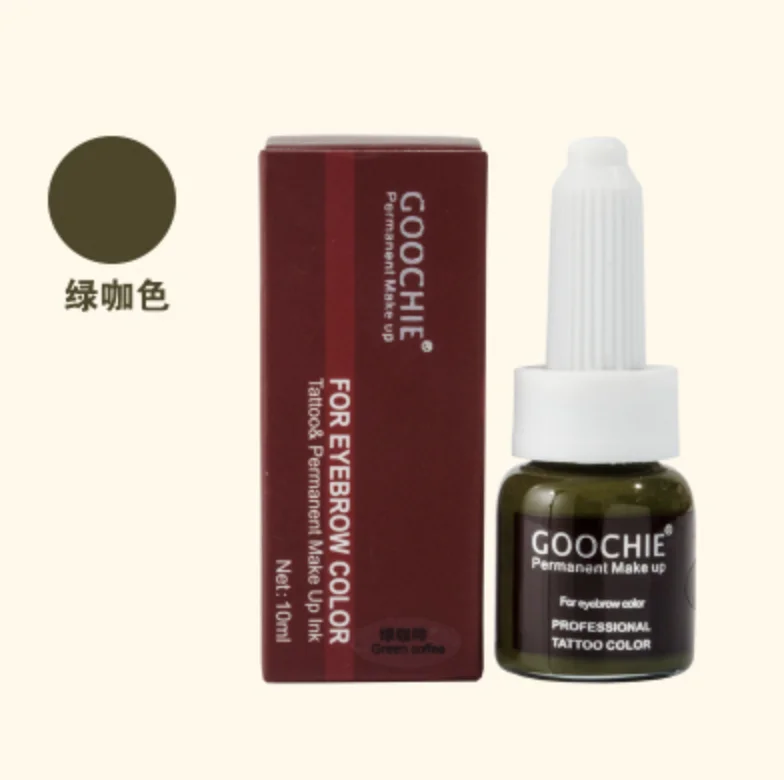 green coffee GOOCHIE пигмент для микроблейдинга Перманентный макияж Пигмент бровей 6 цветов чернила татуировки пигмент бровей для татуировки чернила для татуажа - Цвет: green coffee