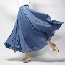 Boho Женская Макси юбка с высокой талией двухслойные хлопковые и льняные длинные юбки женская летняя юбка макси
