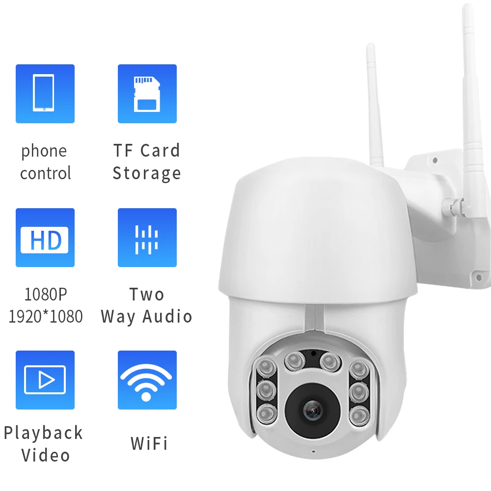 Wifi IP камера беспроводная безопасности наружная 1080P HD наблюдения PTZ двухсторонняя