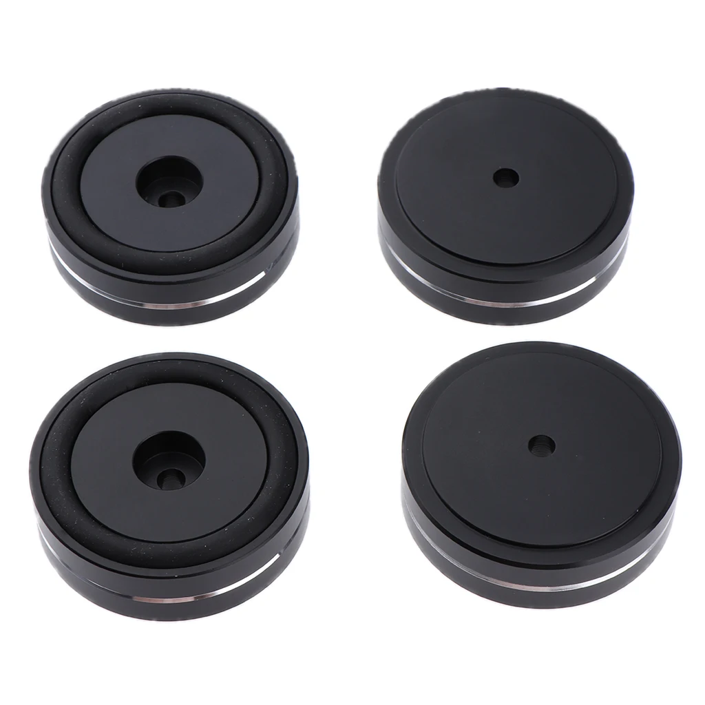 4 Pack Aluminum Speaker Spike Shockproof 50x15mm Isolation Feet Stand Cone Pad Turntable Amplifier CD DAC Recorder Black