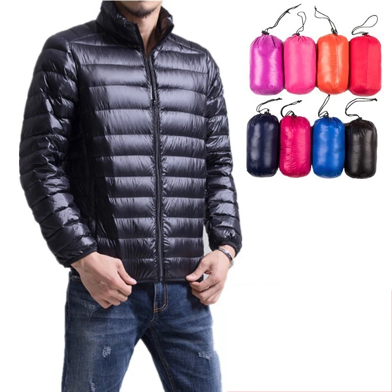 2019 New Fashion Boutique Solid Color Light and Thin Mens Casual Collar Down Jacket White Duck Down