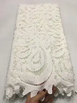 

white lace fabric cord lace for african party tissus dentelle strass perle dubai fabric nigerian lace fabrics high quality 5yard