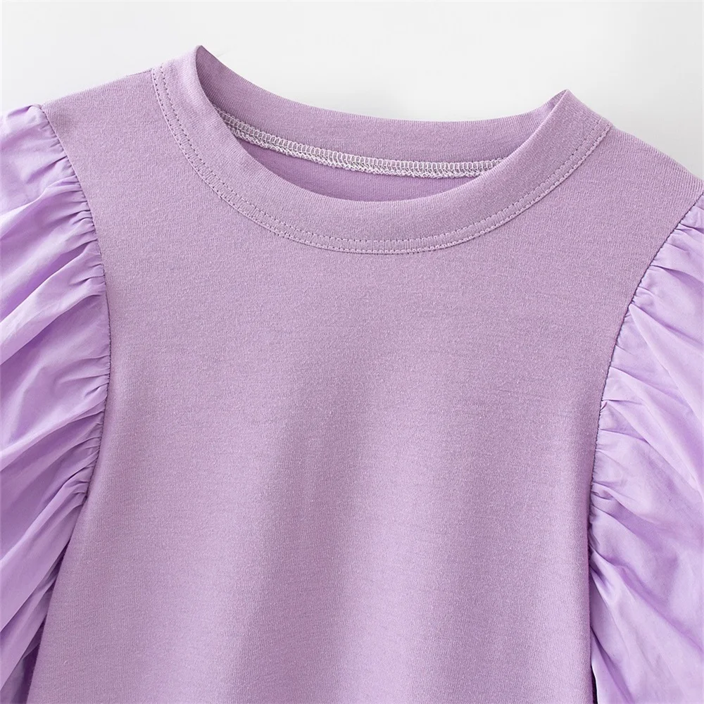 2020 summer new French niche design sense of versatile slim slim purple stitching bubble sleeve top female short shirt