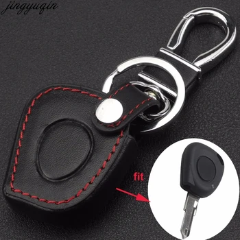 

jingyuqin 1 Button Leather Remote Key Case Cover Holder for Renault Megane Clio Scenic 1BN IR Remote Fob Cover Protector