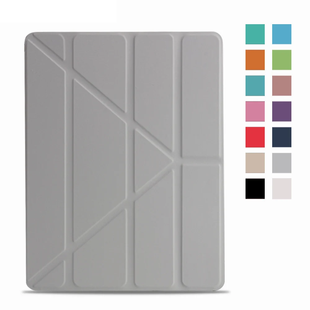 Чехол для iPad Pro 9,7 дюйма Кожаный силиконовый Multi-fold Смарт Обложка для iPad Pro 9,7 чехол A1673 A1674 A1675 Funda - Цвет: Серый