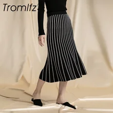 Trollfz осенние юбки женские до середины икры Длина на элегантных кнопках Высокая талия юбка женская плиссированная школьная юбка