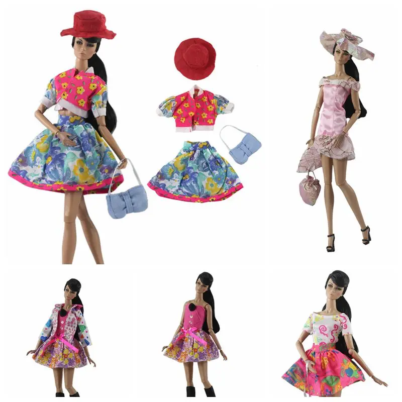 

Pretty Doll Dress for Barbie Clothes Set Outfits Hat Handbag Coat Shirt Skirt Princess Dresses Kid DIY Toy 1/6 BJD Accessories