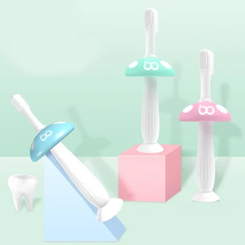 

Baby Teether Silicone Long Anti Squash Toothbrush Infant Soft Safety Patchwork Oral Cleaning Child Training Teether