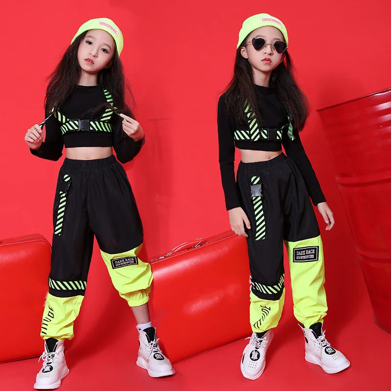 Hip Hop Dance Costumes For Boys Girls Jazz Dance Tops Pants Kids Ballroom Performance Clothes Hiphop Set Stage Outfit