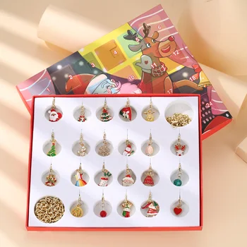 

Christmas Advent Calendar Christmas Themed DIY Charm Jewelry Bracelet Necklace Making Kit for Girls XHC88