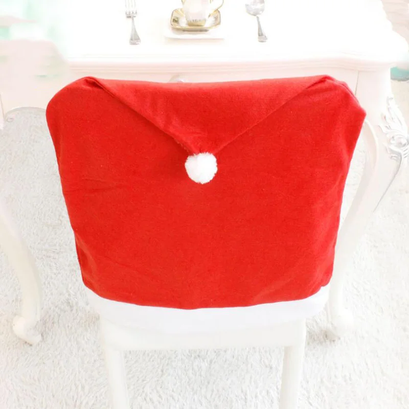 1/2/4/6/8Pc Christmas Chair Cover Cap Non-woven Dinner Table Red Hat Chair Back Cover Navidad Xmas Christmas Decoration For Home