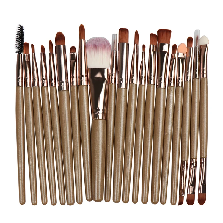 mud copper brown 20 шт. набор кистей для макияжа Профессиональная подводка для бровей Кисть для макияжа Набор для путешествий основы красоты инструмент для женщин Прямая - Цвет: mud copper brown