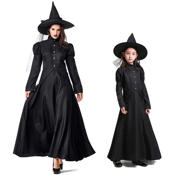 

Halloween Costumes Witch Costume for Women Adult Adulto Fantasia Long Dress Hat Cosplay Clothing for Woman and girls