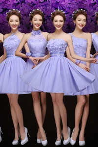 Image 5 - חדש אור סגול קצר שושבינה שמלת מקהלה ביצועי שמלת משלוח חינם