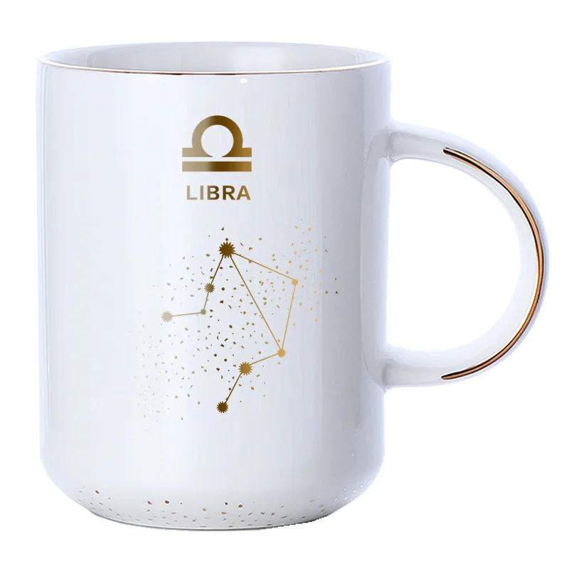 Libra (white) 12 Созвездие креативные керамические кружки, стильная кофейная чашка большой емкости молочный напиток чашка пара чашка - Цвет: Libra (white)