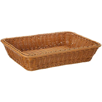 

PP Imitation Rattan Bread Basket Fruit Display Basket Plastic Woven Fruit Basket Fruit Packaging Basket