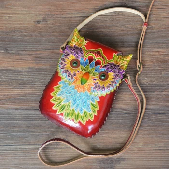 

Handmade cartoon bag animal women messenger bag cute genuine leather small bag cute leather Shoulder Bag