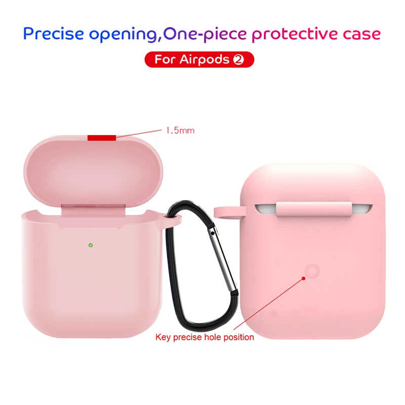 Soft Silicone Bluetooth Earphone Case For AirPods 2 Protective Cover Skin Accessories for Apple Airpods Charging Box with Hooks
