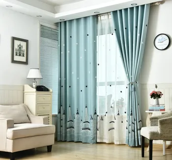 

Curtains for Living Dining Room Bedroom Mysterious Romantic Castle Printed Blue Cutains Blackout Thick Curtains Look