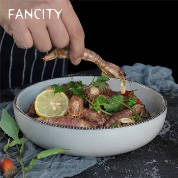 

FANCITY Creative Dinner Plate Salad Bowl Ceramic Plate Dish Plate Household Deep Dish Bowl Noodle Bowl Rice Bowl Soup Bowl Shall