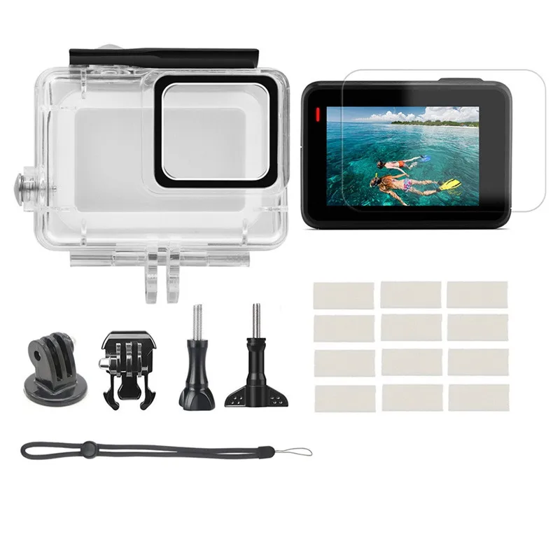 Подводный дайвинг водонепроницаемый корпус+ закаленная пленка для GoPro Hero7 белый/серебристый камера Go Pro Аксессуары