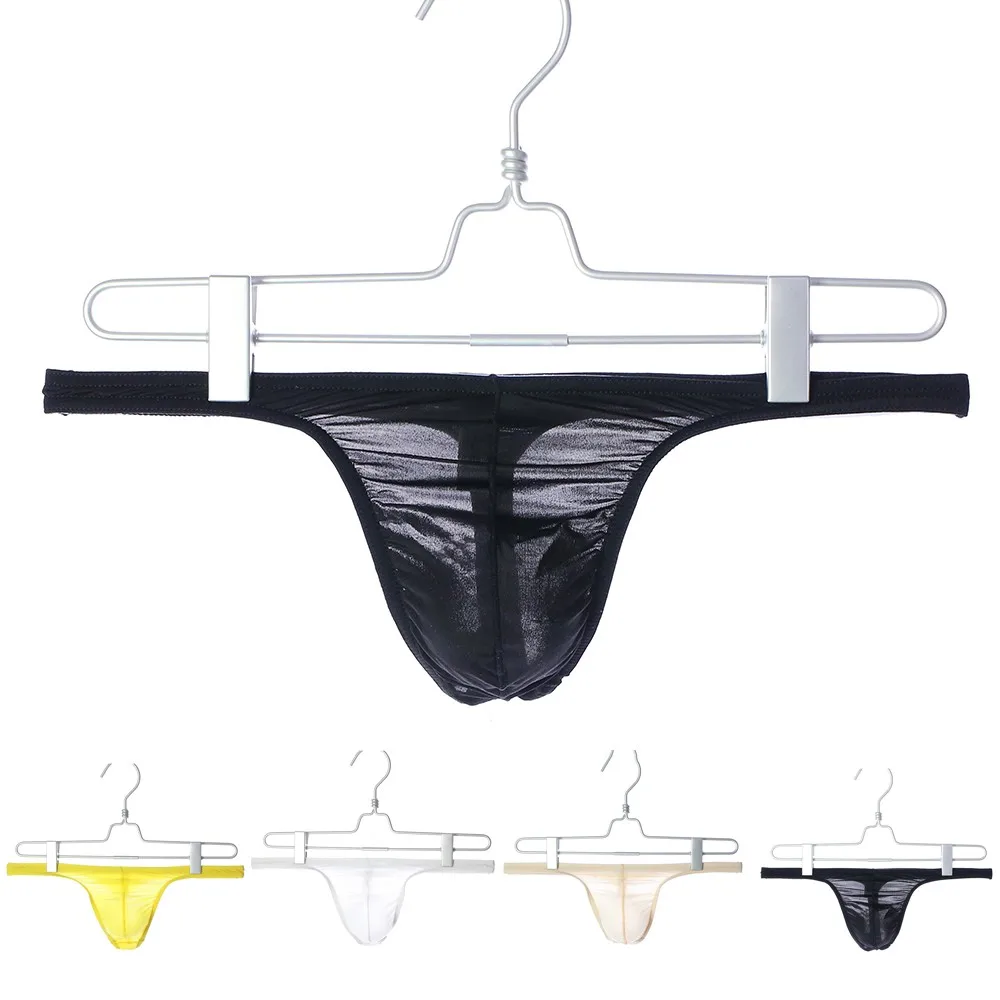 Men Ultra-Thin T-Back Sexy Sheer Mesh Smooth Underwear Ice Silk Comfortable Underpants Breathable Quick Dry Soft Bikini Thongs men transparent mesh underwear sheer g string t back thongs low waist panties see through underpants low waist knickers