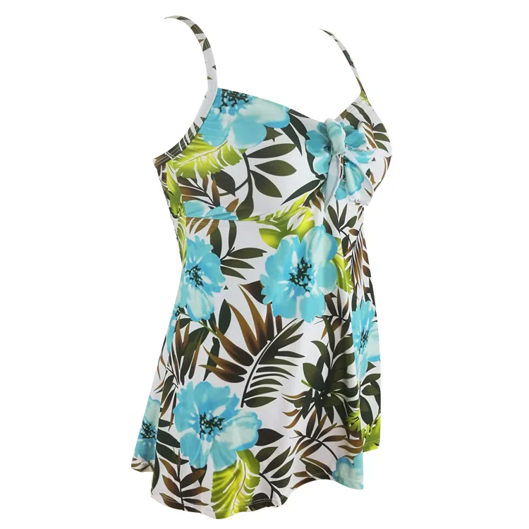 

2019 Europe And America New Style Printed Flower Leaf WOMEN'S Swimsuit Large Size Split Type Bikini Triangle Beachwear
