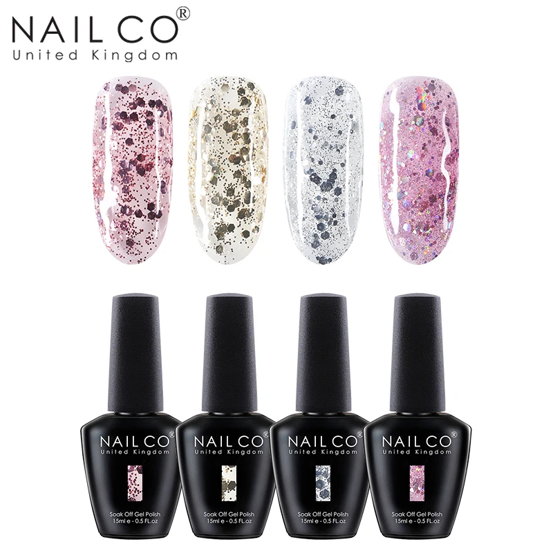 NAILCO 4 шт. 15 мл Гель-лак для ногтей DIY Nail Art Laquer светодиодный Гель-лак для ногтей Блестящий замачиваемый полуперманентный гель для подарка жены - Цвет: ZH37