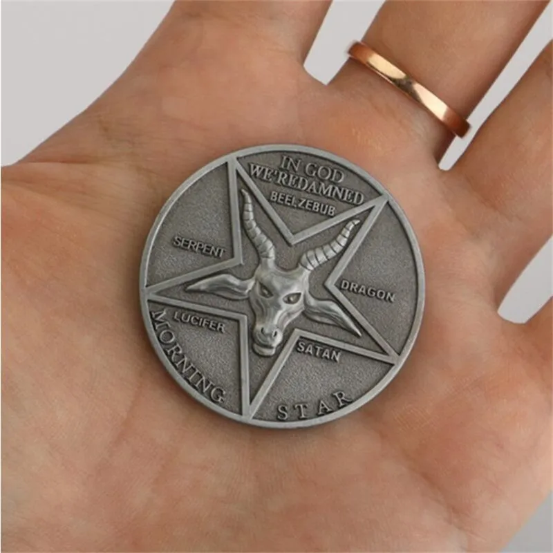 

Lucifer Morning Star Satanic Pentecostal badge Coin Specie Cosplay mask Accessories Prop Cosplay Accessories Movie Costume