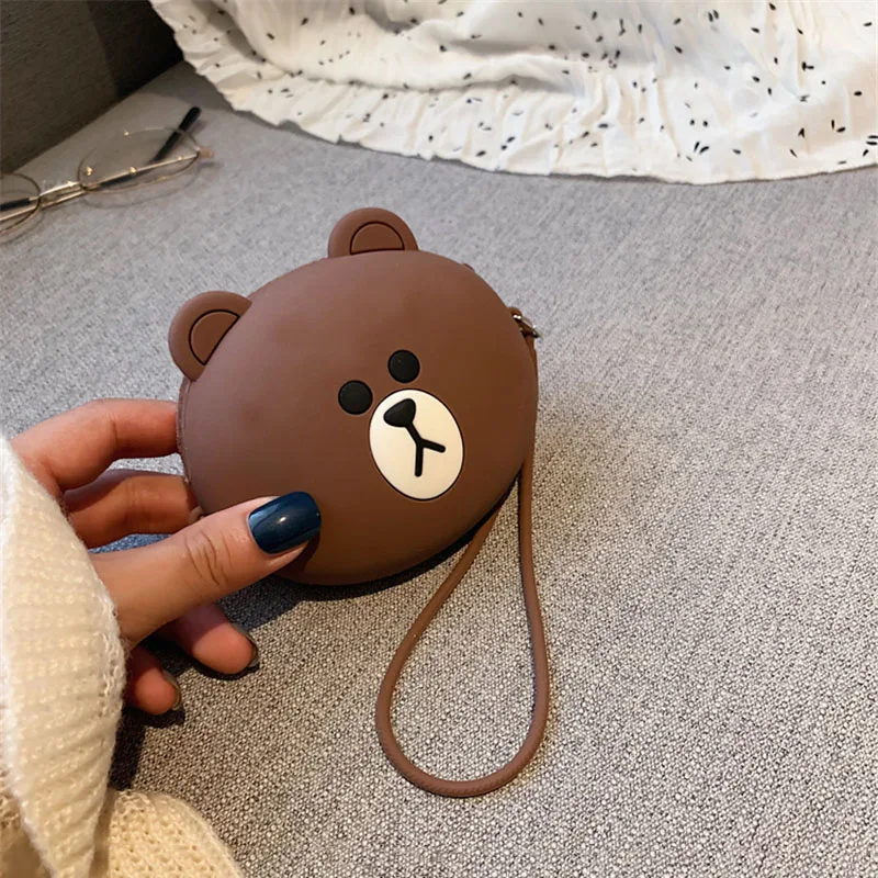 106063 Q UNCLE Cartoon Wallet Silicone Round Collection Bag Korean Version of Children's Bag Kawaii Mini Pouch Chain Zipper Coin Purse - Цвет: 106063