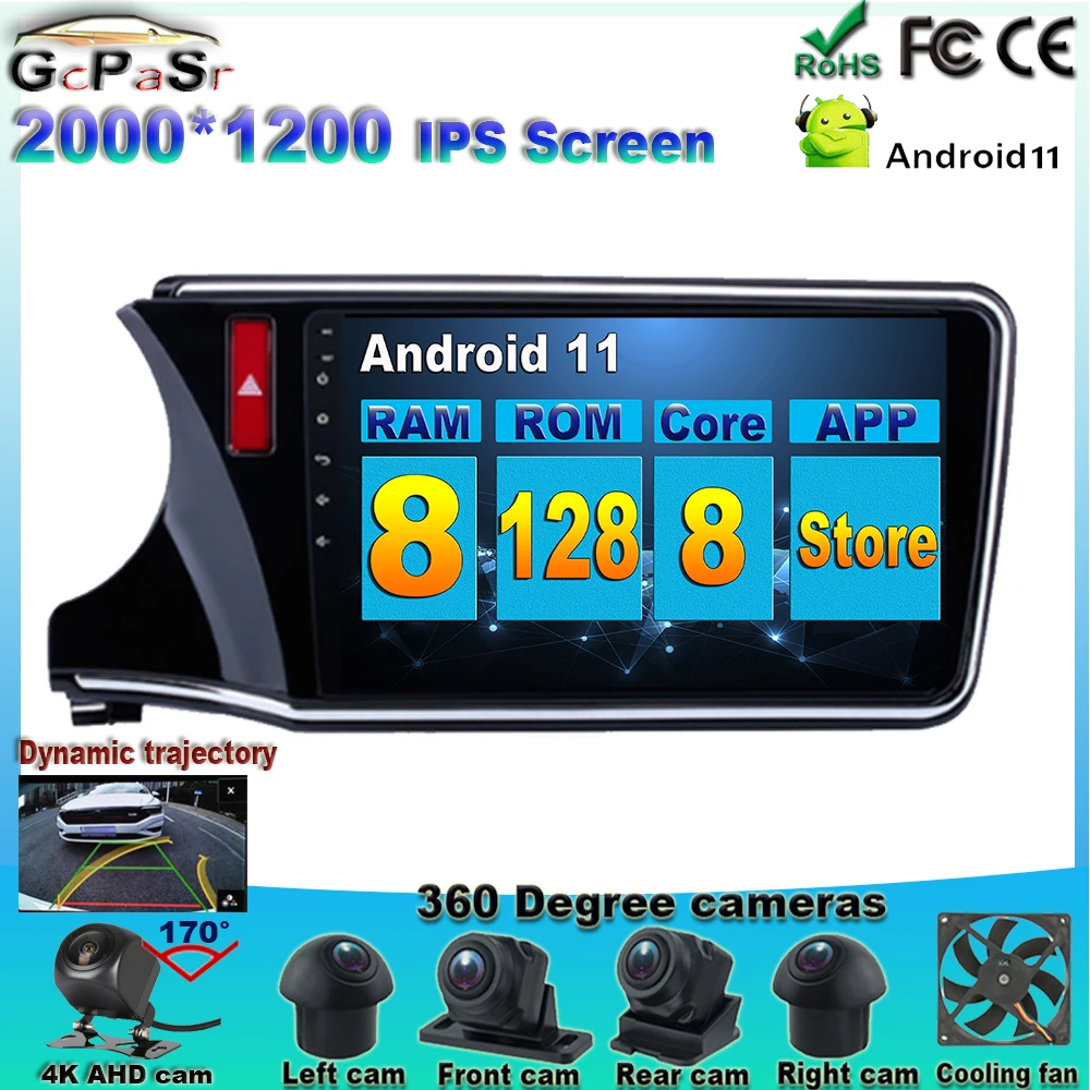 DSP Android auto 11 для Honda City Grace 1 2014 - 2017 Автомагнитола мультимедийный видеоплеер