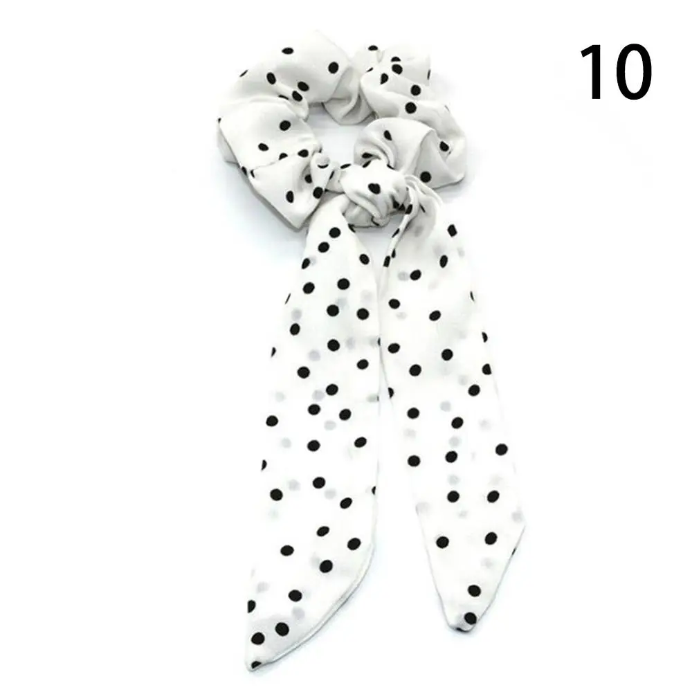 2022 Bohemian Polka Dot Floral Printed Bow Hair Scrunchies  Women Elastic Hair Band Ponytail Scarf Ribbon Hair Ties Accesories head accessories female Hair Accessories