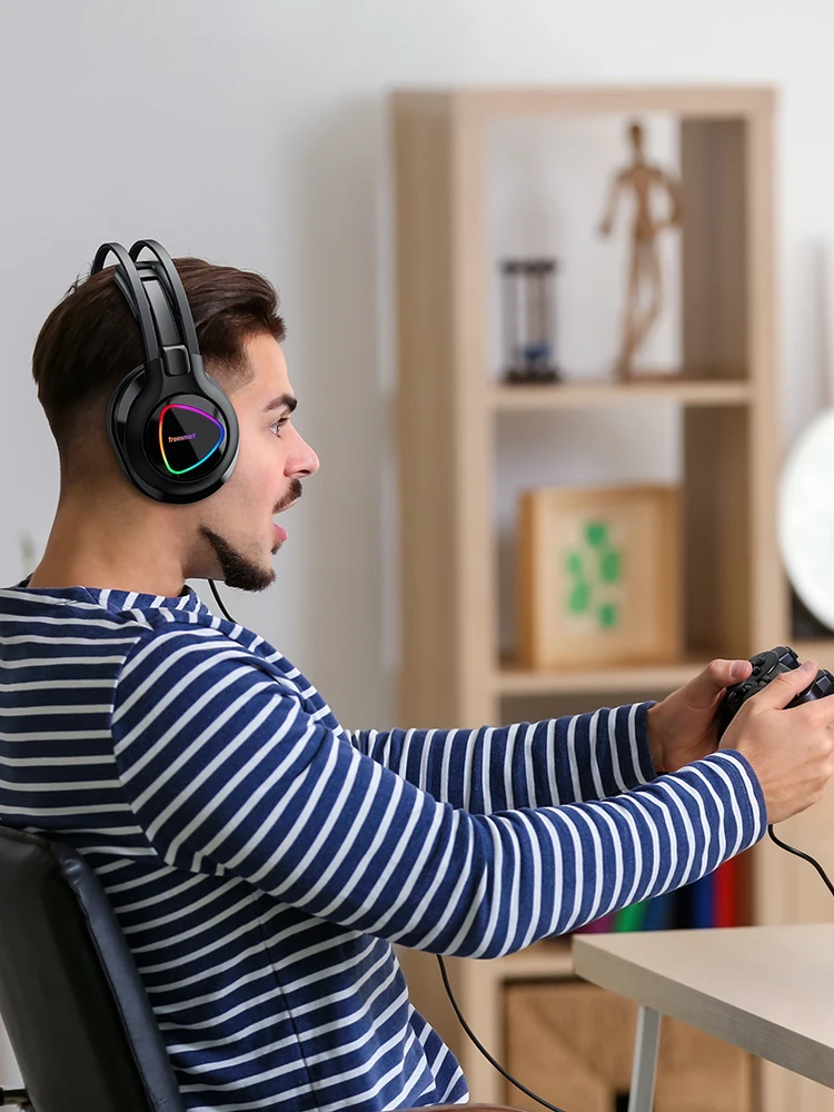 Tronsmart Glary Alpha Gaming Headphones ps4 Headsets Gamer with LED Lighting 3 5mm USB Port for ps4 witch Computer Laptop