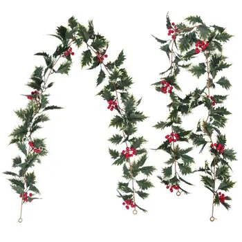 

Artificial Christmas Rattan Berry Flowers Garland Wreath Green Tree Hanging Ornament for Home Xmas Party Decor Artificial Flower