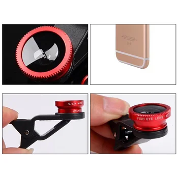 

3 in 1 Cell Phone Fisheye Lens Wide Angle Macro Lens Selfie Phone Camera Amplifier