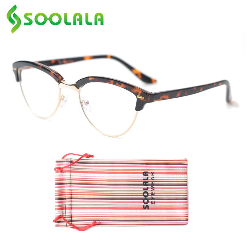 SOOLALA полуоправы оправа для очков в стиле кошачьи глаза женщин и мужчин оптическая