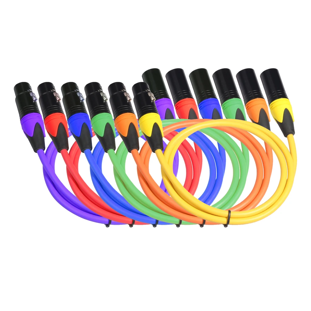 XLR M To XLR F 3 Pin Better Contacts Balanced Microphone Audio Cable 6 Colors 6 Ft