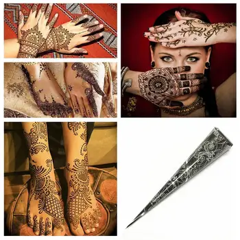 

New Black Indian Henna Paste Waterproof Temporary Tattoo Long-lasting Art Cone Cream Body For Stencil Mehndi Ointment Body B9Q7